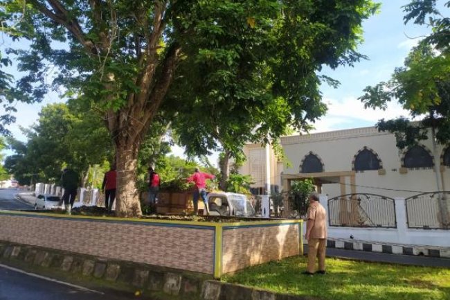 Jelang JUMBARA PMI ke-IX, Puluhan Personel Kebersihan DLH Bersihkan Taman di Komplek Pemda